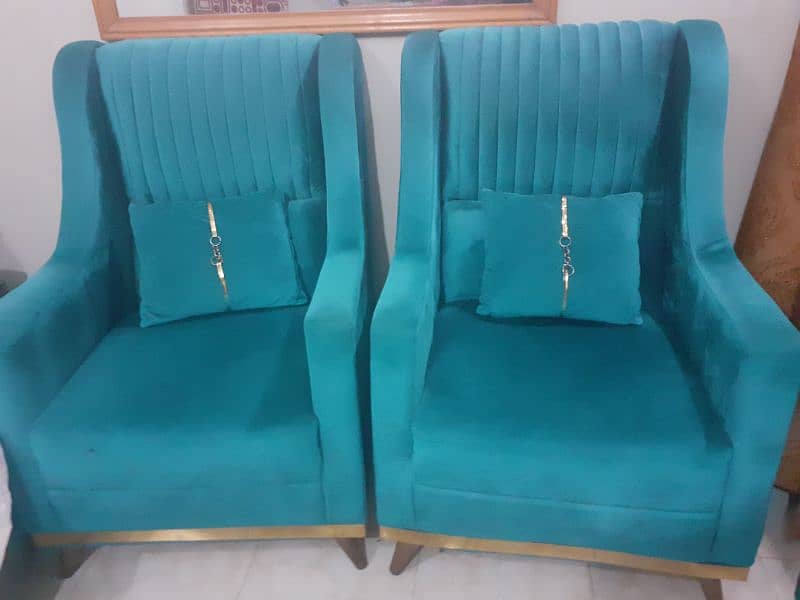 5 seater velvet Green sofa set 4