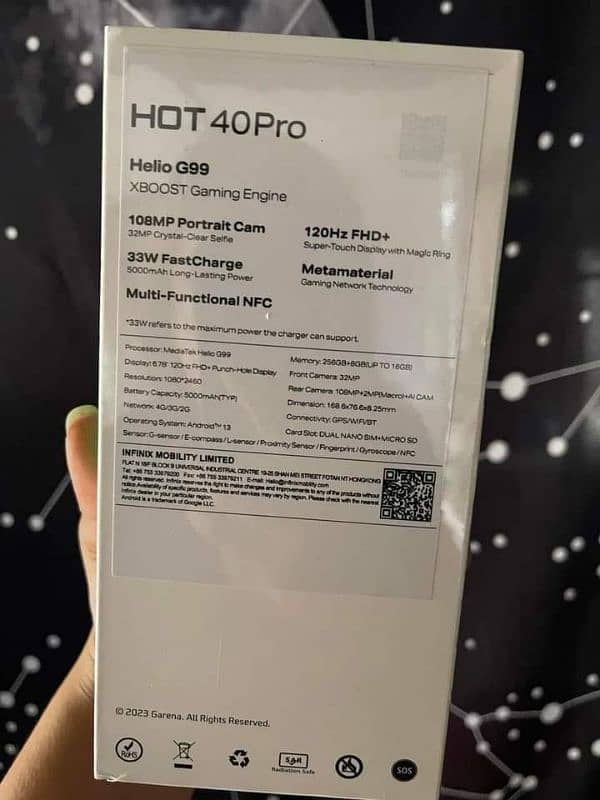 infanix hot 40pro 8+8 256GB 2