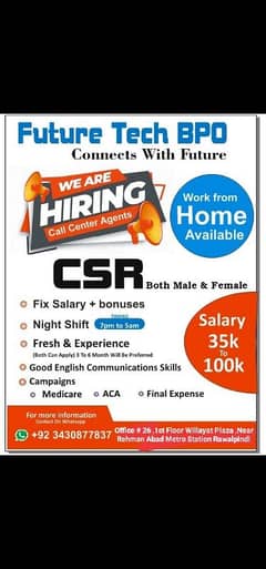 We are hiring Work from home call center agents