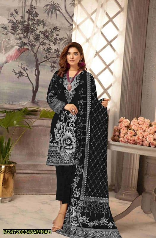 Amna. B -3 pics woman unstitched lawn printed suit 0