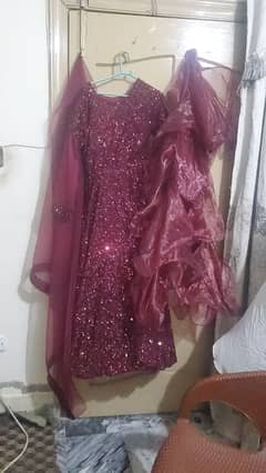 mehroon sitara maxi with dopata and frill 0