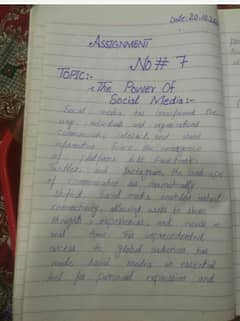 Hand writing assignment work