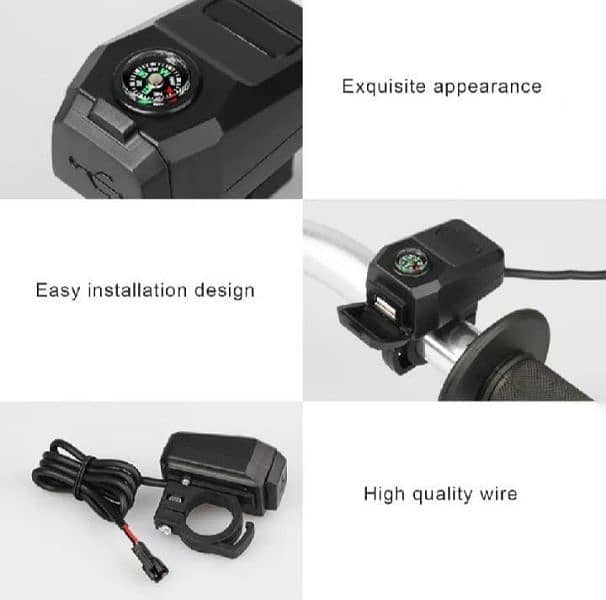 MotorCycle Mobile Usb Charger 2A with Compass 2