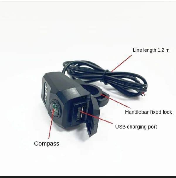 MotorCycle Mobile Usb Charger 2A with Compass 3