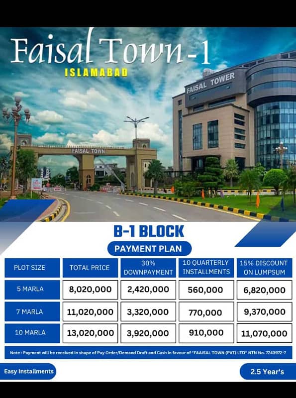 Faisal Town Phase-I fresh booking plots on installments 3