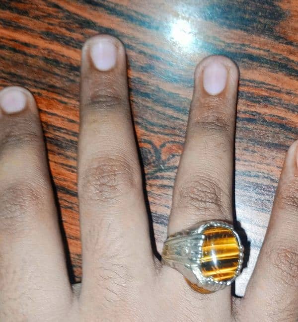 Silver Ring for Men with Natural/Original Tiger Eye Stone Ring. 3