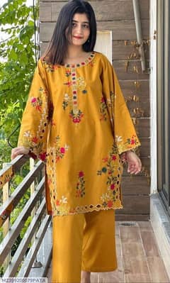 2 PC women stitch khaadi net embroidy dress