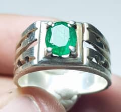 100% Natural Certified Emerald Stone Ring With 925 Sterling Silver