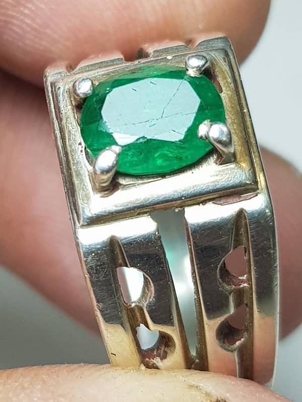 100% Natural Certified Emerald Stone Ring With 925 Sterling Silver 3