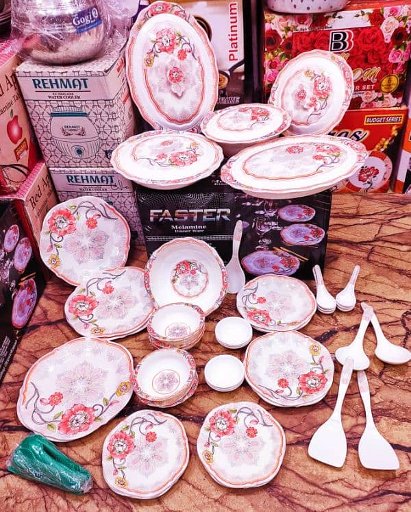 Dinner Set Embossed Melamine heavy Glazed 72pcs 1