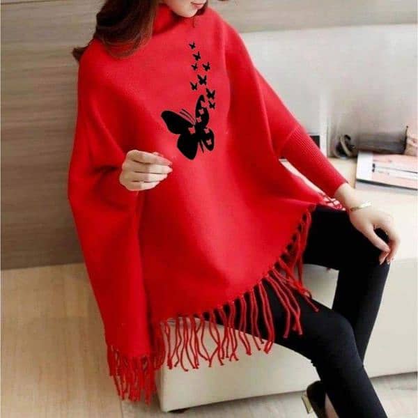 woman's Polyester Butterfly printed poncho cape showl (03145156658) 5