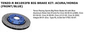 big brake rotor for civic 1995 to 2005