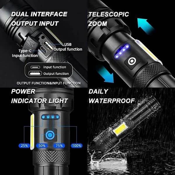 High Power Torch Light Rechargeable Tactical Flashlight 1