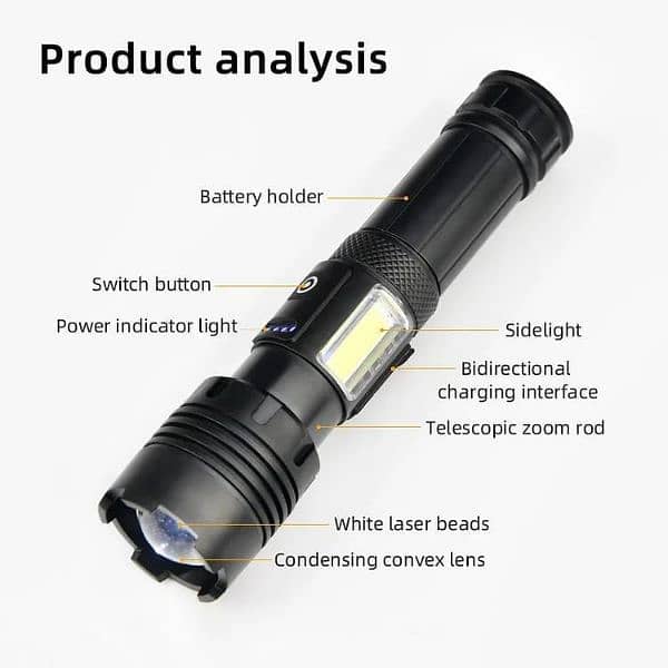 High Power Torch Light Rechargeable Tactical Flashlight 3