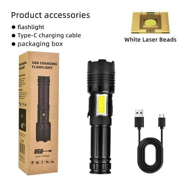 High Power Torch Light Rechargeable Tactical Flashlight 4