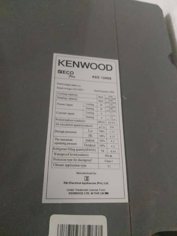 Kenwood eco plus DC inverter 1 ton 4 month use for sale new condition 2