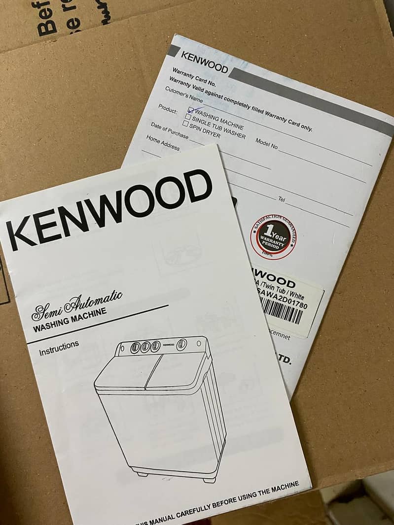 Kenwood Semi automatic MAchine, Twin tub(Spin & Dryer),color:White 2