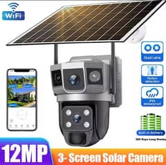 solar WiFi CCTV outdoor triple screens camera