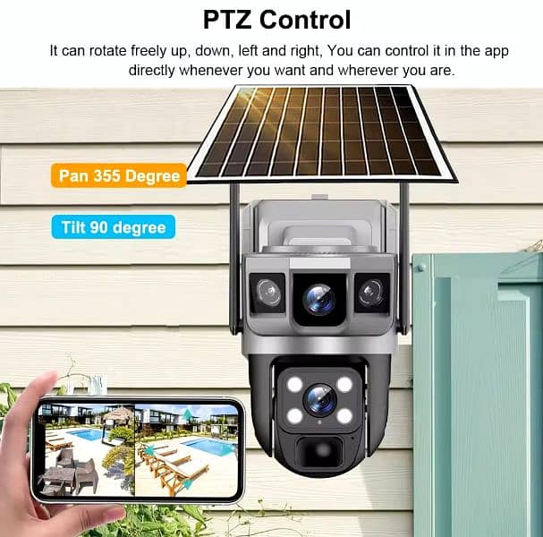 solar WiFi CCTV outdoor triple screens camera 4