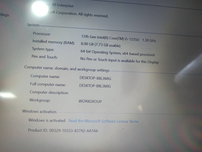 Pm Laptop i5 12 gen 3