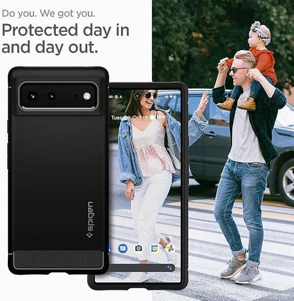 Spigen Rugged Armor Designed for Google Pixel 6 Case Matte Black 2