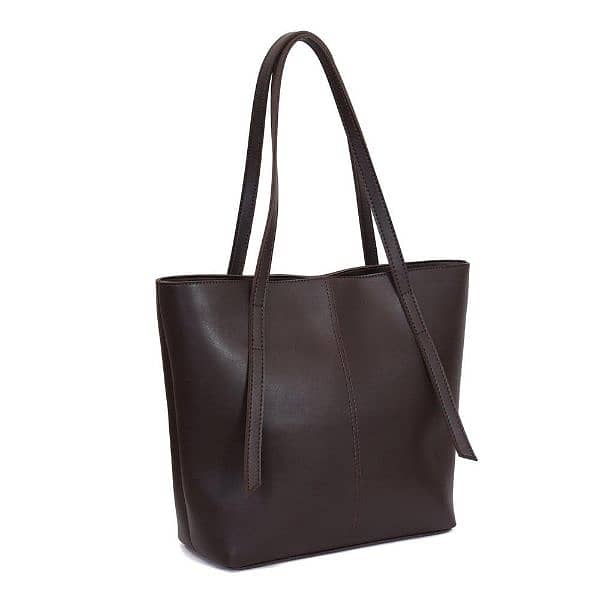 leather casual shoulder bag. chocolate brown. 3