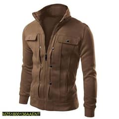 1 Pc Men's Stitched Fleece Mexican Style Jacket, Brown 0