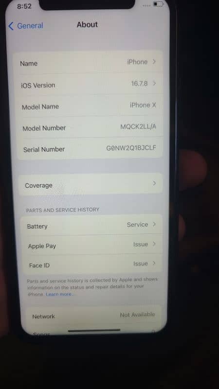 Iphone x 64 GB Non PTA JV 6