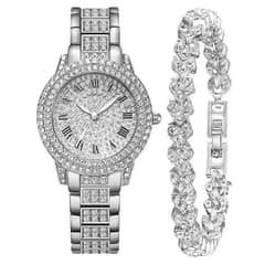 women's daimond artificial set -Roman watch