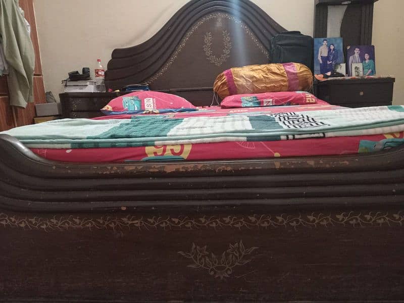 wooden double bed for sale with mattress 4