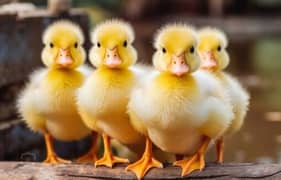 Ducks babies and breeder pair