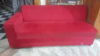 L shaped Sofa Red Velvet like in new condition