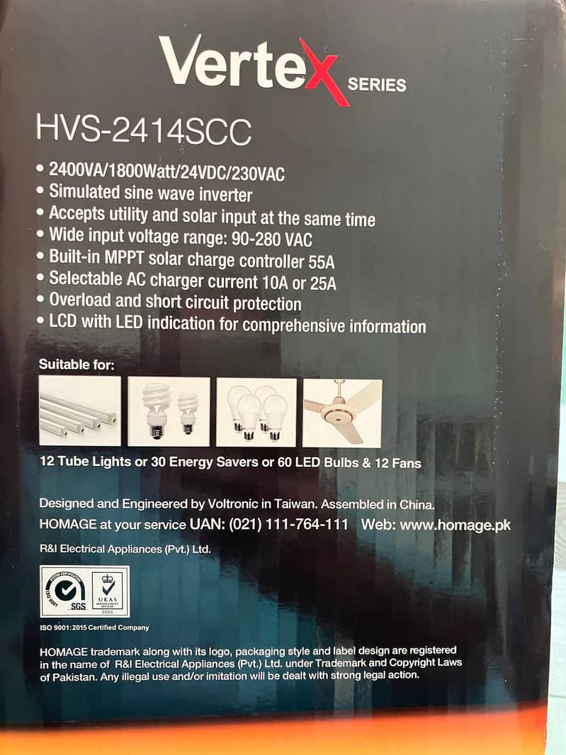 Vertex Series (HVS-2414SCC) UPS Solar Supported Inverter 2