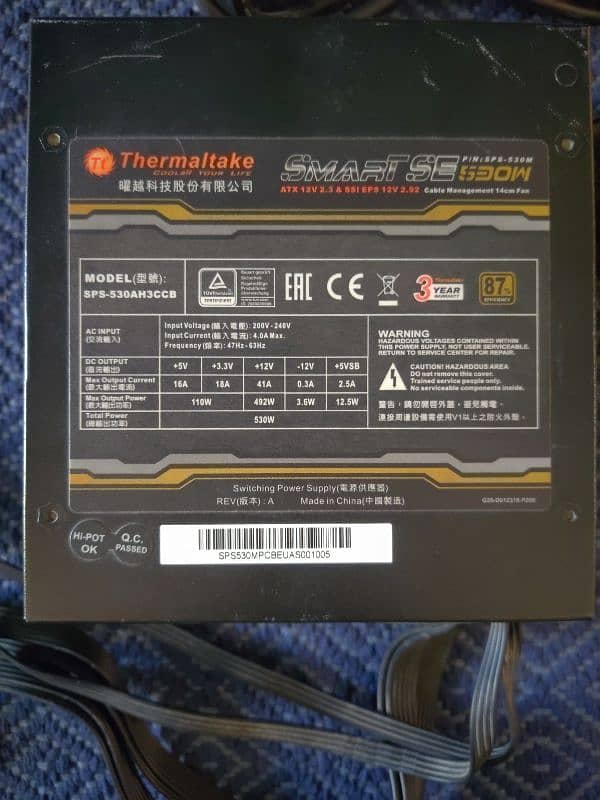 Thermaltake Smart SE 530w Semi Modular PC Power Supply 1