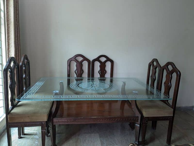 Dining table / 8 seater dining table /wooden table with glass top 4