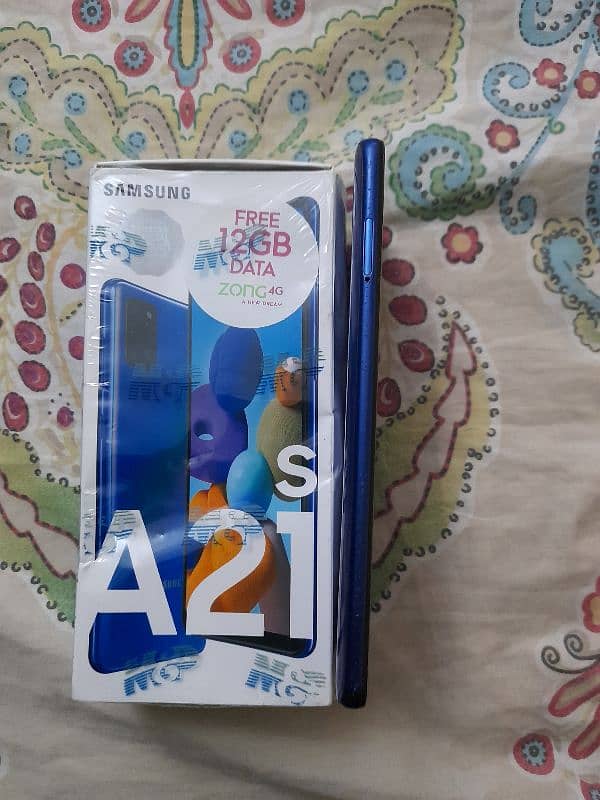 samsung a21s 4 64 9by10 with box pta 1