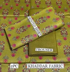 2 pics woman unstitched khaddar digital print suit