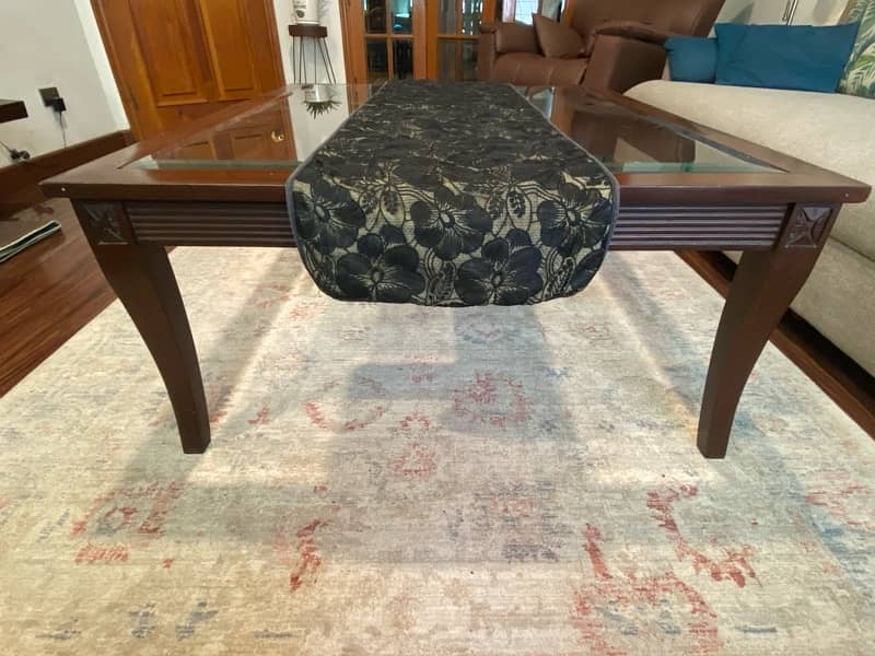 wooden center table with glass 3