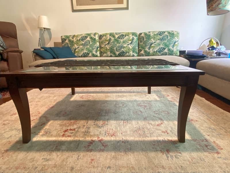 wooden center table with glass 4