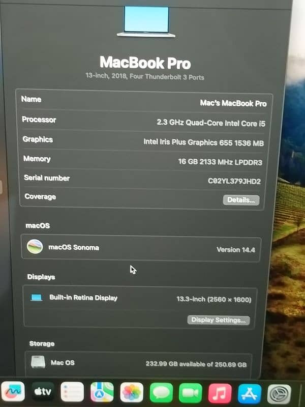 MACBOOK PRO 2018 CTO MODLE 13 INCH TOUCHBAR CORE I5 Q-C 16GB 256 6