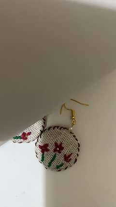 Trendy Hand made and hand embroidery fabric Earrings 0