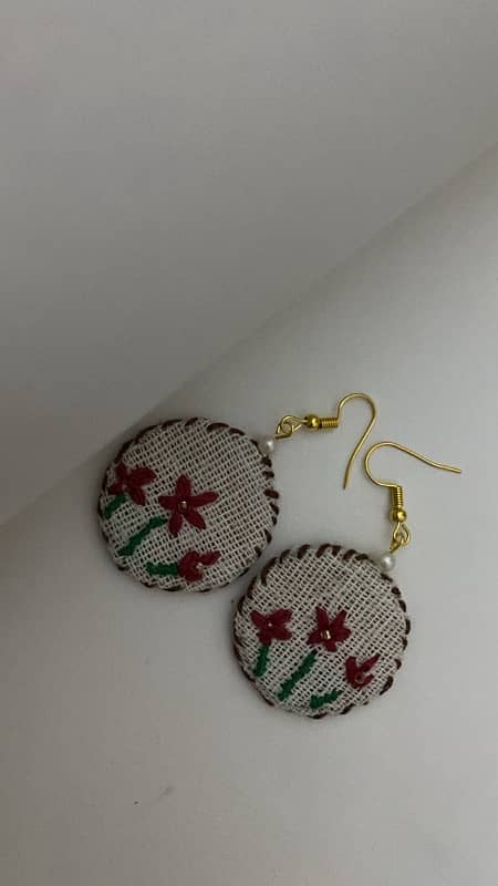 Trendy Hand made and hand embroidery fabric Earrings 1