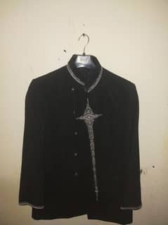 Black embroided groom prince coat