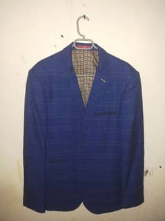 royal blue and brown lined designed single piece coat