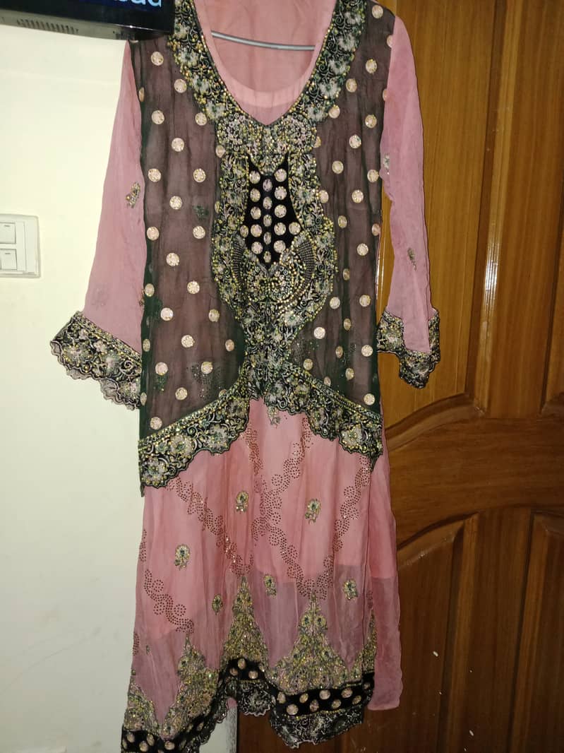 2 dresses in good condition for 5700 Long frock with shara stone work 3