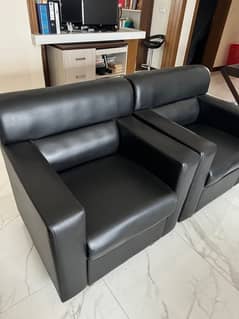 black leather sofa set