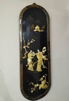 Chinese Asian Lacquer Mother Of Pearl Wall Panel 0