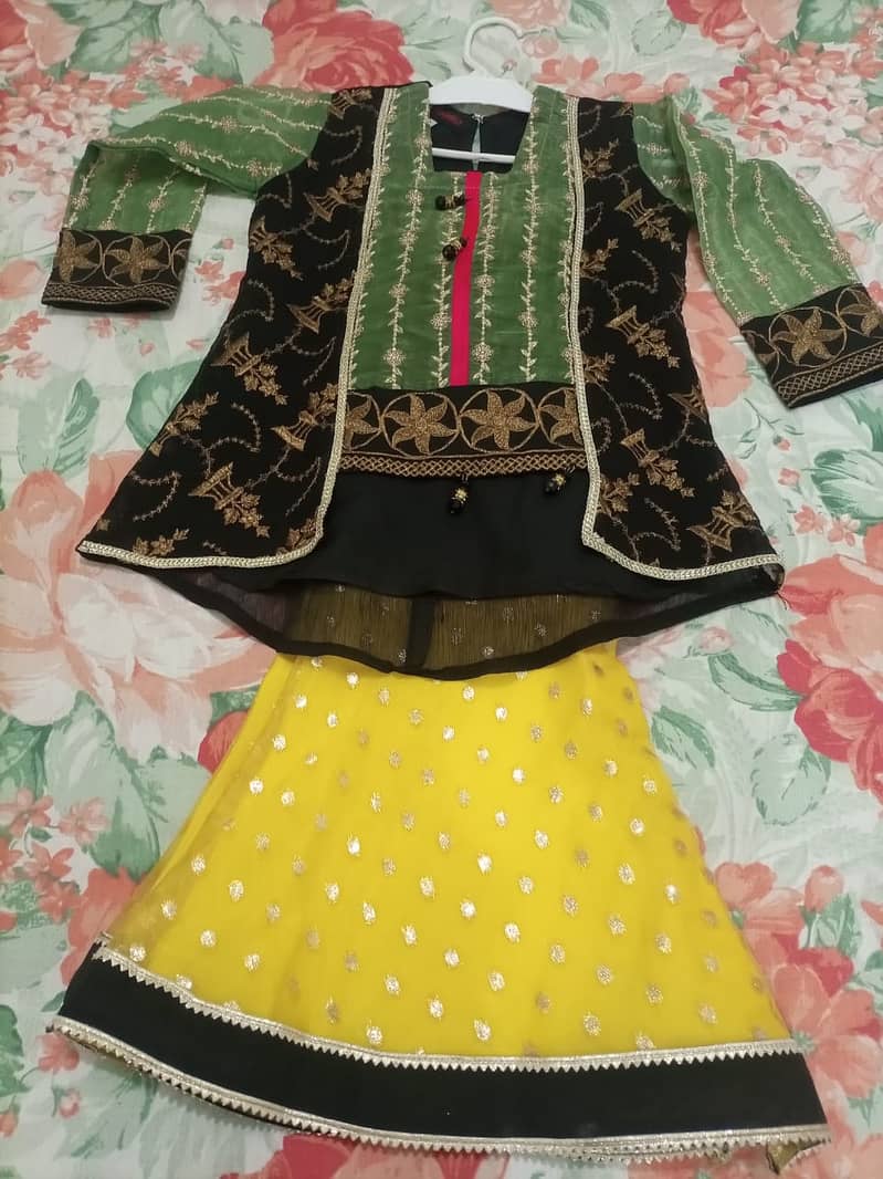 Gharara Suit With Dupatta (Fabric Shafoon & Masoori) (Size 2Y & 7-8Y) 1