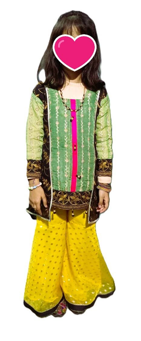 Gharara Suit With Dupatta (Fabric Shafoon & Masoori) (Size 2Y & 7-8Y) 4