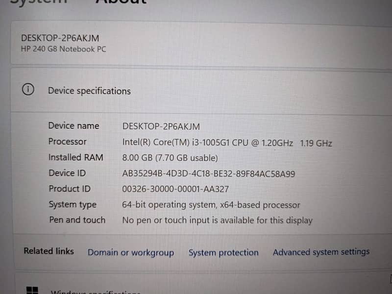 HP laptop 240 G8 i3 10th gen 6